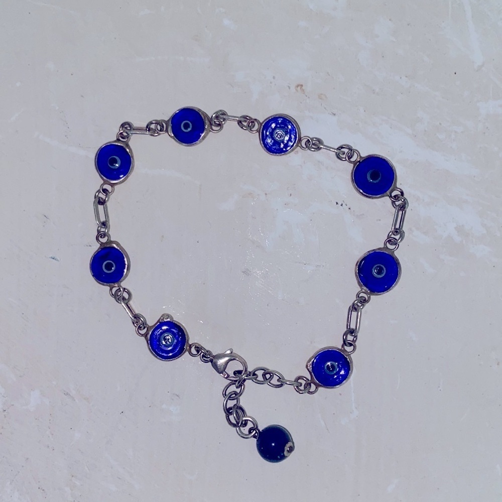 1/1 sterling silver w blue gem stones bracelet ‘the all seeing 👁’ - ST.R 🥀‌